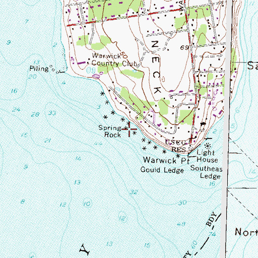 Topographic Map of Spring Rock, RI