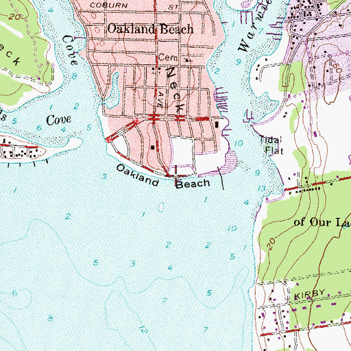 Topographic Map of Oakland Beach, RI