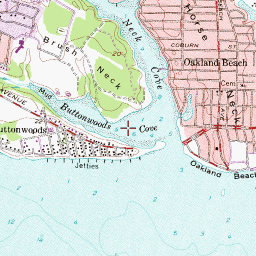 Topographic Map of Buttonwoods Cove, RI