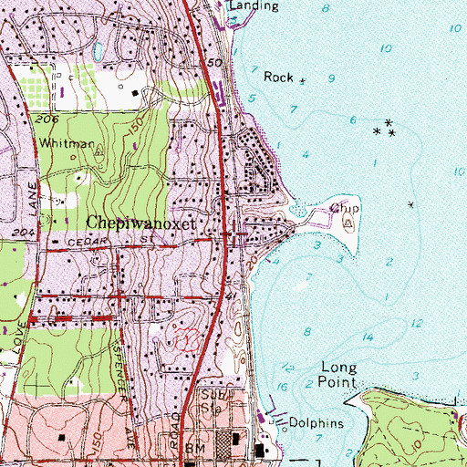 Topographic Map of Chepiwanoxet, RI