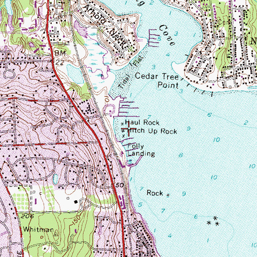 Topographic Map of Hitch Up Rock, RI