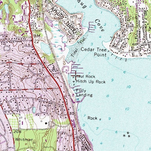 Topographic Map of Haul Rock, RI