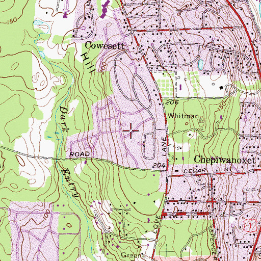 Topographic Map of Drum Rock Hill, RI