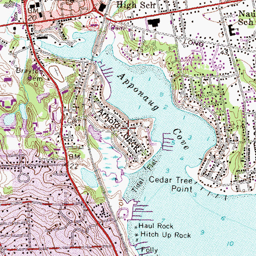 Topographic Map of Arnold Neck, RI