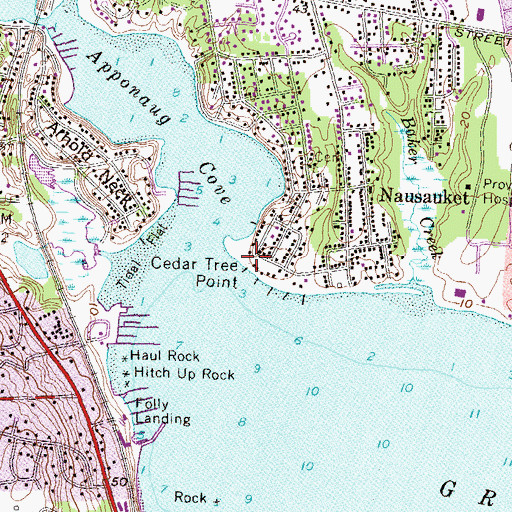 Topographic Map of Cedar Tree Point, RI