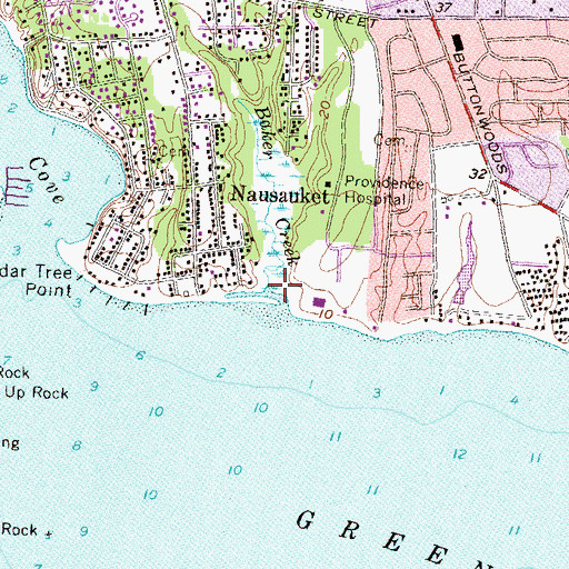Topographic Map of Baker Creek, RI