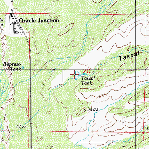 Topographic Map of Tascal Tank, AZ