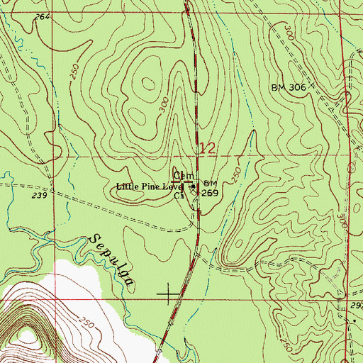 Topographic Map of Little Pine Level Church, AL