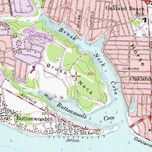 Topographic Map of Brush Neck, RI