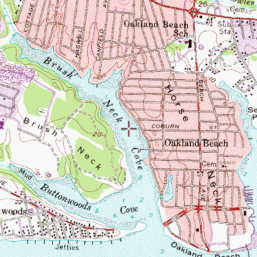 Topographic Map of Brush Neck Cove, RI