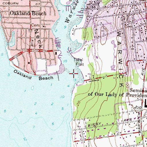 Topographic Map of Warwick Cove, RI