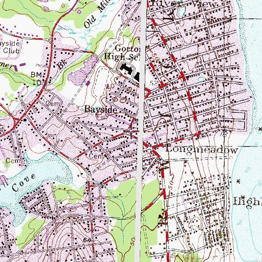 Topographic Map of Bayside, RI