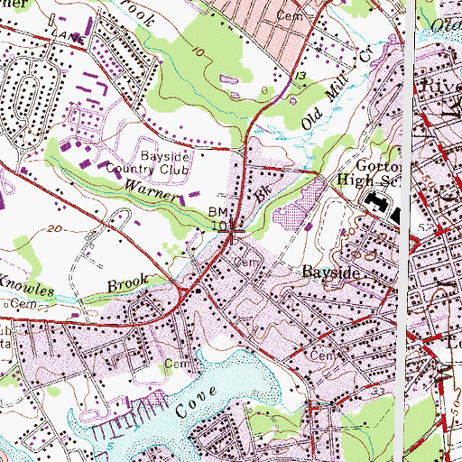 Topographic Map of Knowles Brook, RI