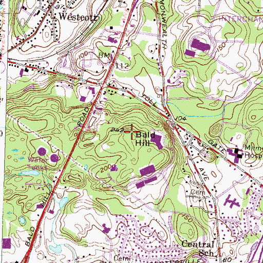 Topographic Map of Bald Hill, RI