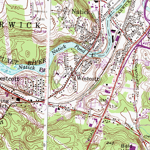 Topographic Map of Westcott, RI
