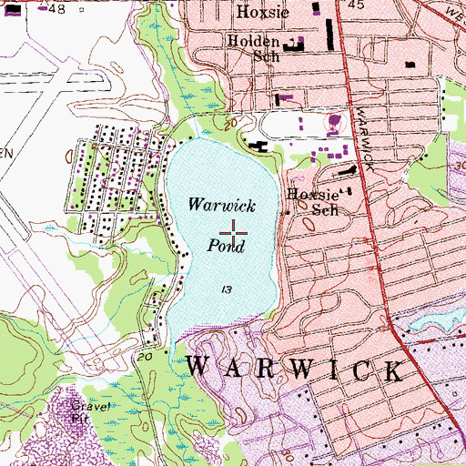 Topographic Map of Warwick Pond, RI