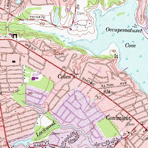 Topographic Map of Coles, RI