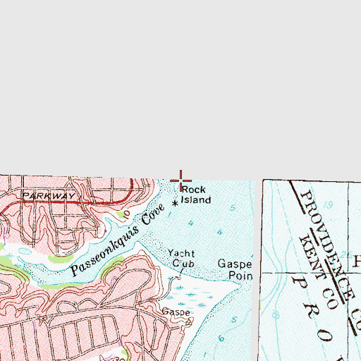 Topographic Map of Rock Island, RI