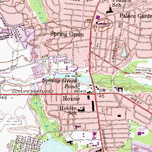 Topographic Map of Spring Green Pond, RI
