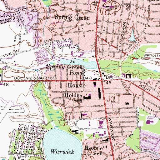 Topographic Map of Hoxsie, RI