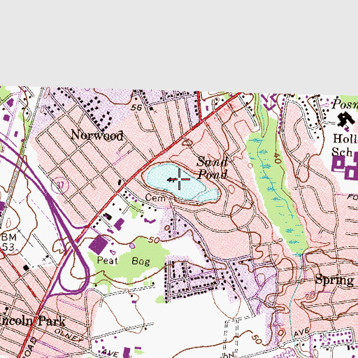 Topographic Map of Sand Pond, RI