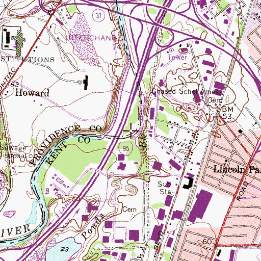 Topographic Map of Three Ponds Brook, RI