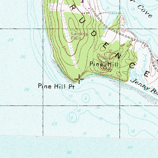 Topographic Map of Pine Hill Point, RI