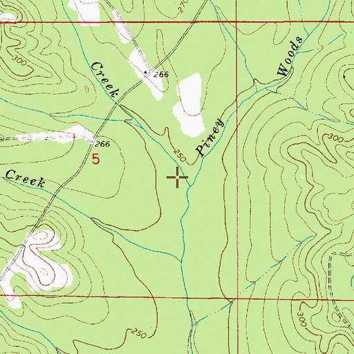 Topographic Map of Little Piney Woods Creek, AL