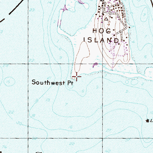 Topographic Map of Southwest Point, RI