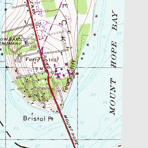 Topographic Map of Ferry Cliff, RI