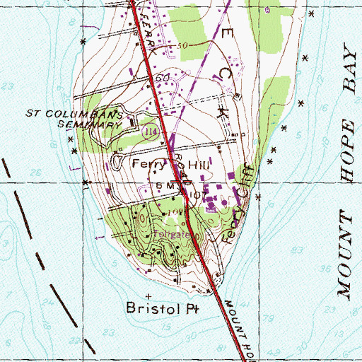 Topographic Map of Ferry Hill, RI