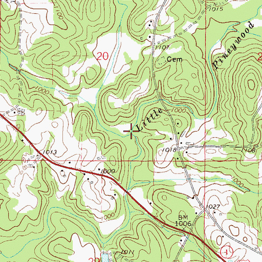 Topographic Map of Little Pineywood Creek, AL