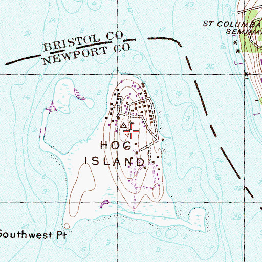 Topographic Map of Hog Island, RI