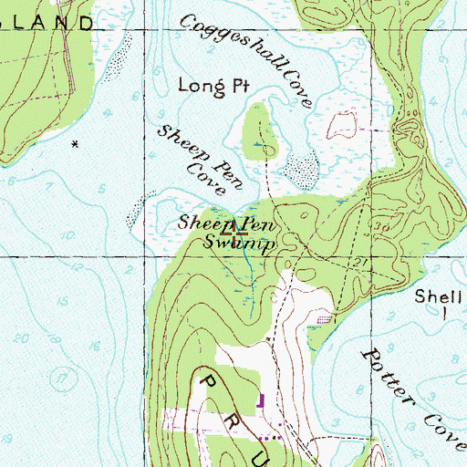 Topographic Map of Sheep Pen Swamp, RI