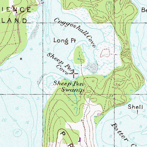 Topographic Map of Sheep Pen Cove, RI