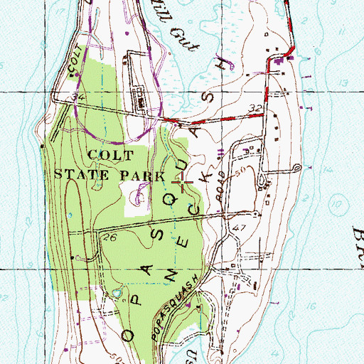 Topographic Map of Popasquash Neck, RI