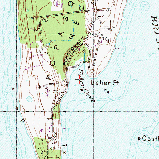 Topographic Map of Usher Cove, RI