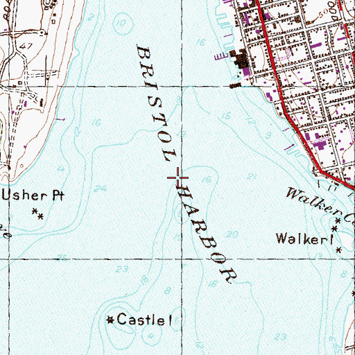 Topographic Map of Bristol Harbor, RI