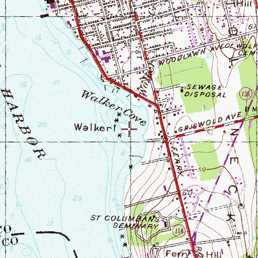Topographic Map of Walker Island, RI