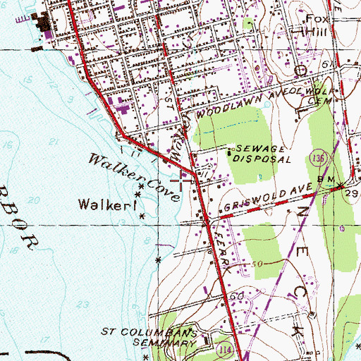 Topographic Map of Walker Cove, RI