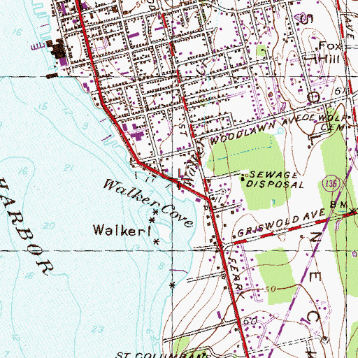 Topographic Map of Walker Creek, RI