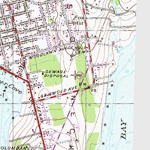 Topographic Map of Bristol Neck, RI