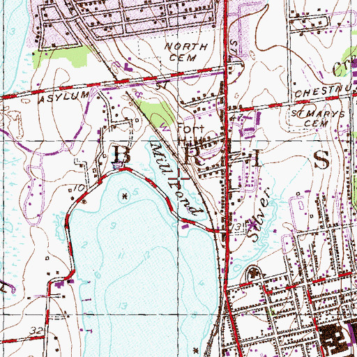 Topographic Map of Mill Pond, RI
