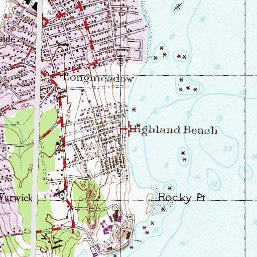 Topographic Map of Highland Beach, RI