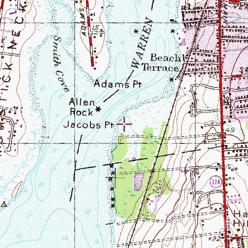 Topographic Map of Jacobs Point, RI