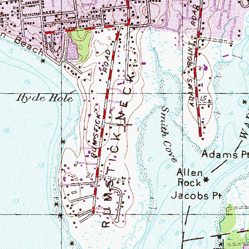 Topographic Map of Rumstick Neck, RI