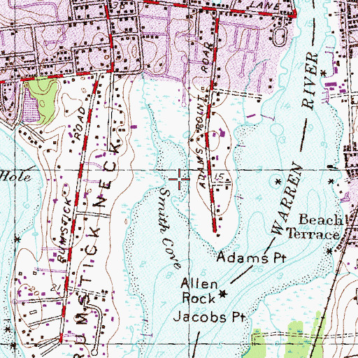 Topographic Map of Smith Cove, RI