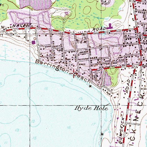 Topographic Map of Barrington Beach, RI