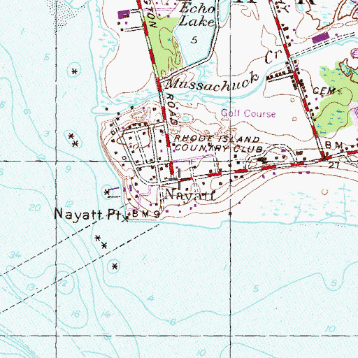 Topographic Map of Nayatt, RI