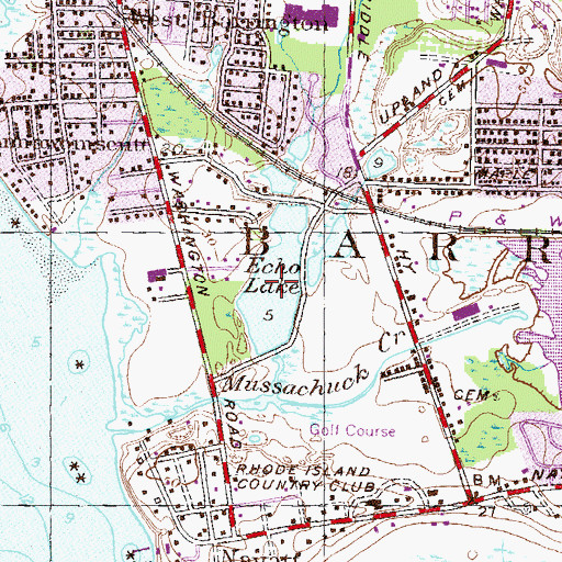 Topographic Map of Echo Lake, RI